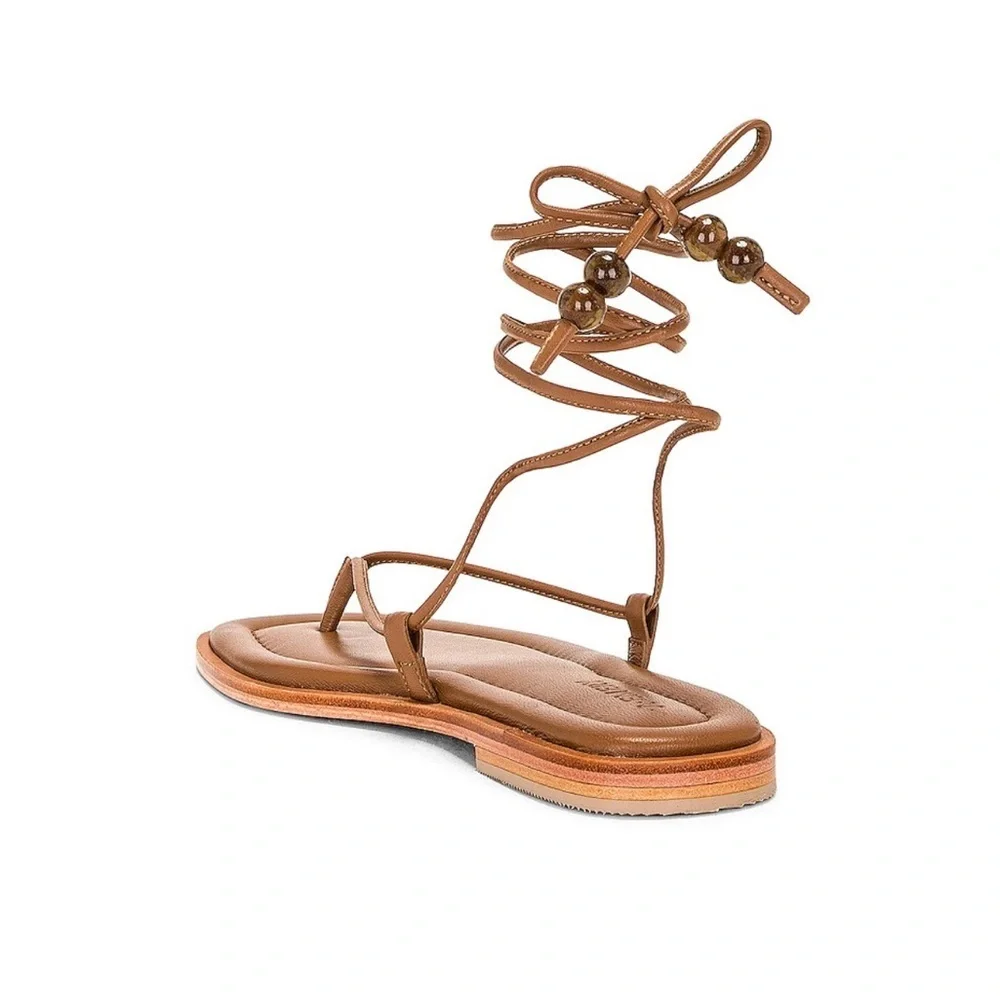 A.Emery Finch Sandal Flip Flop Wrap Deep Tan Leather Size 41/11 NWT - Picture 2 of 12